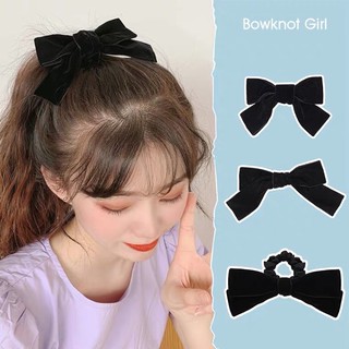 Kẹp tóc, buộc tóc nơ nhung mùa đông