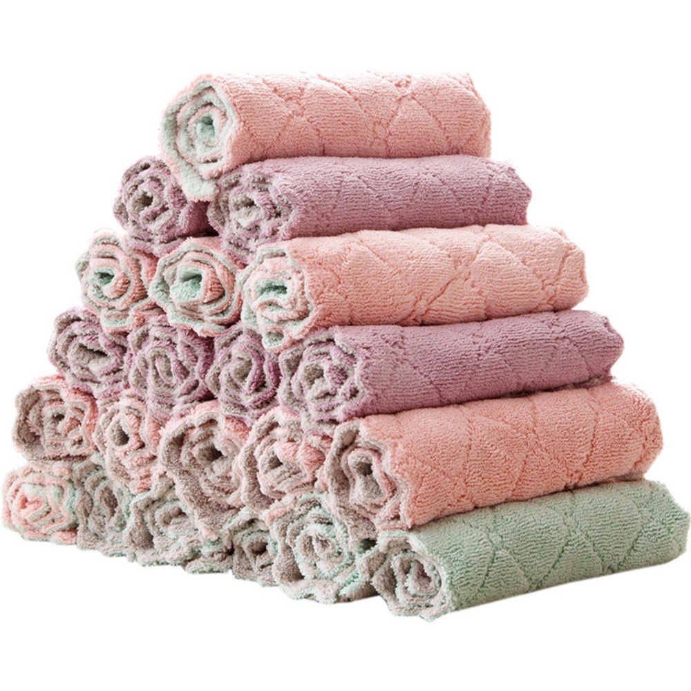 Khăn Lau Bát Đĩa T2 SIZE 21X13,5Cm Sợi Cotton Thấm Hút Nước - Khăn Lau Bếp Lau Tay Đa Năng 2 Mặt Dày Dặn