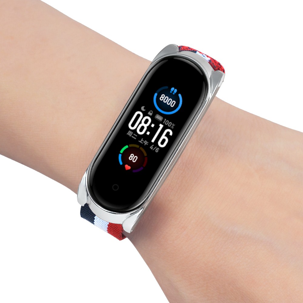 Dây Đeo Tay Bằng Vải Canvas Kẻ Sọc Thoáng Khí Thay Thế Cho Xiaomi Mi band 7 / 6 / 5 NFC Xiaomi Mi band 4 3