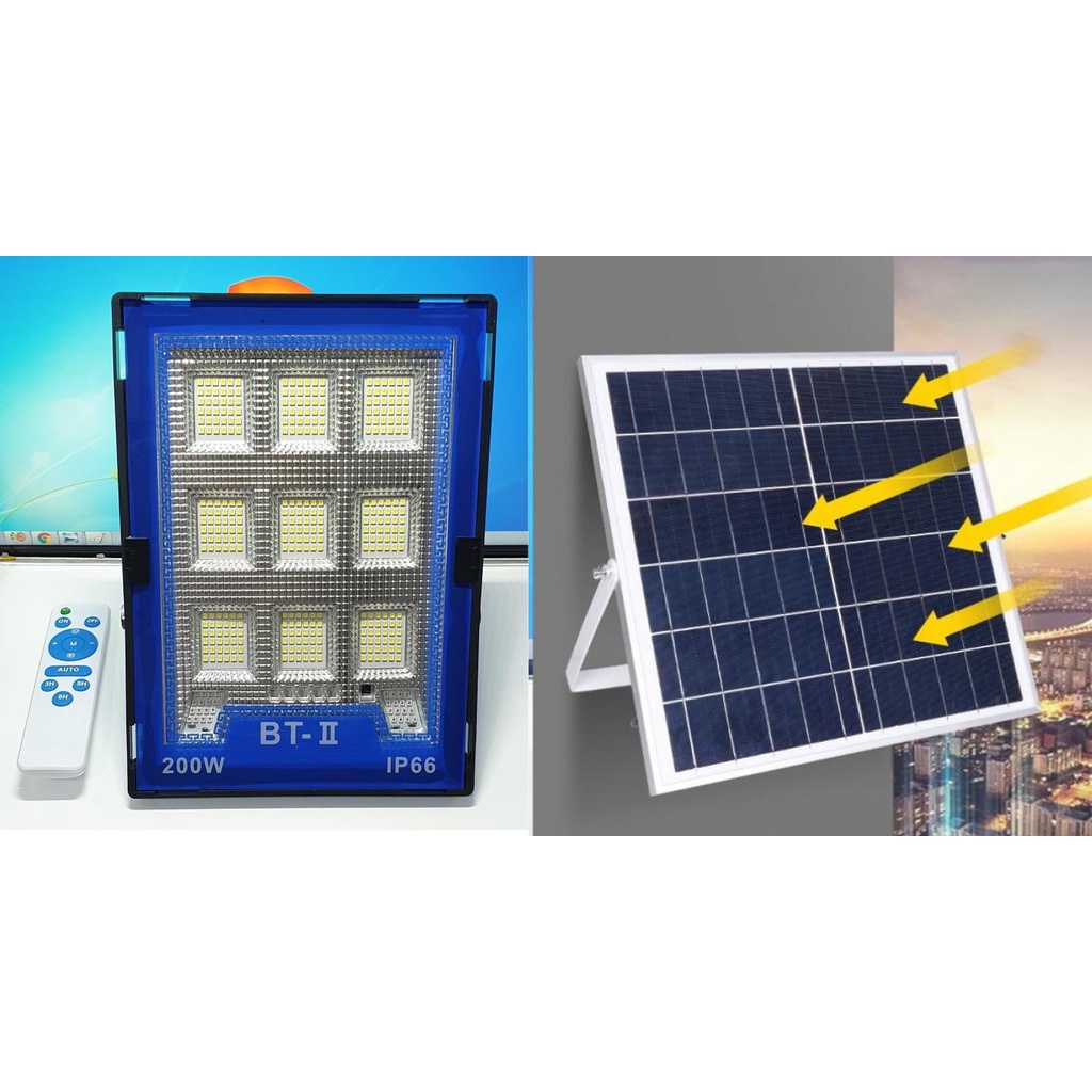 ĐÈN PHA NĂNG LƯỢNG MẶT TRỜI BT2-200W IP65 - KÈM TẤM PIN NĂNG LƯỢNG