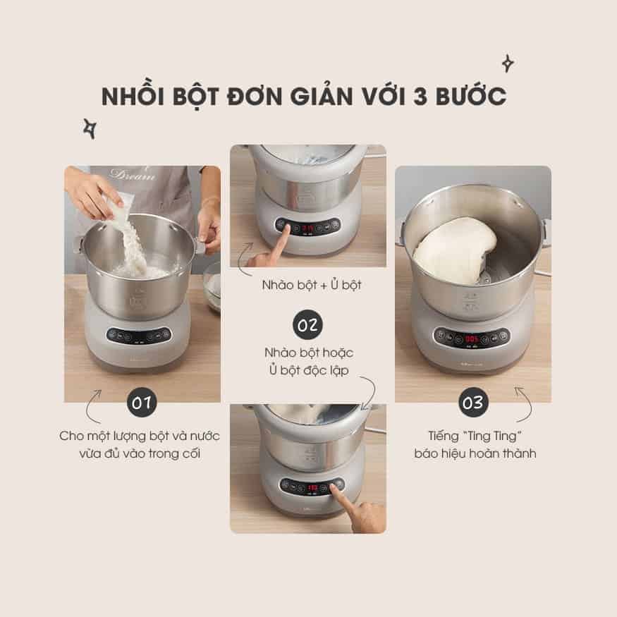 Máy Trộn Bột Ủ Bột Tự Động BEAR DM-B70V1 (HMJ-A70C1) 7L