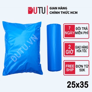 [GIÁ SỈ] 100 Túi Gói Hàng Niêm Phong Tự Dính, Siêu Dai, Chống Thấm Nước Màu Xanh Blue Size 25x35