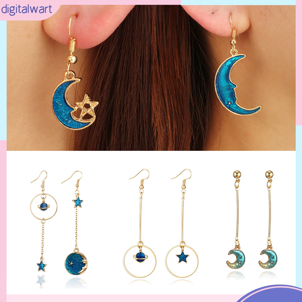 Khuyên Tai Dài Hình Trăng / Sao Xinh Xắn Dành Cho Nữ