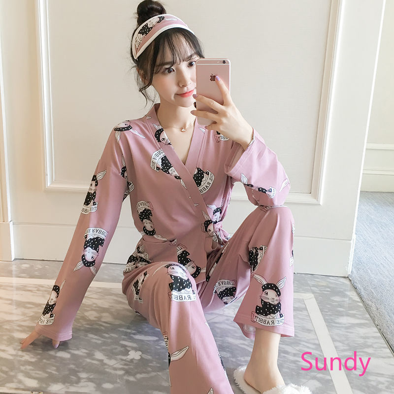 [Mã FAGREEN245 giảm 10% tối đa 30K đơn 99K] Bộ Đồ Ngủ Tay Dài Kiểu Kimono Nhật Bản Thời Trang Mùa Thu Cho Nữ