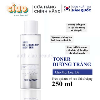 Nước Hoa Hồng SIÊU TRẮNG DA  SUR.MEDIC GLUTATHIONE 100 BRIGHT SKIN | SUR.MEDIC | Toner