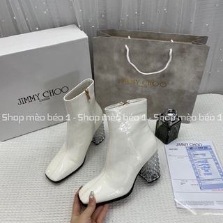 Bốt boot jc da bóng mũi vuông gót trụ pha màu fullbox
