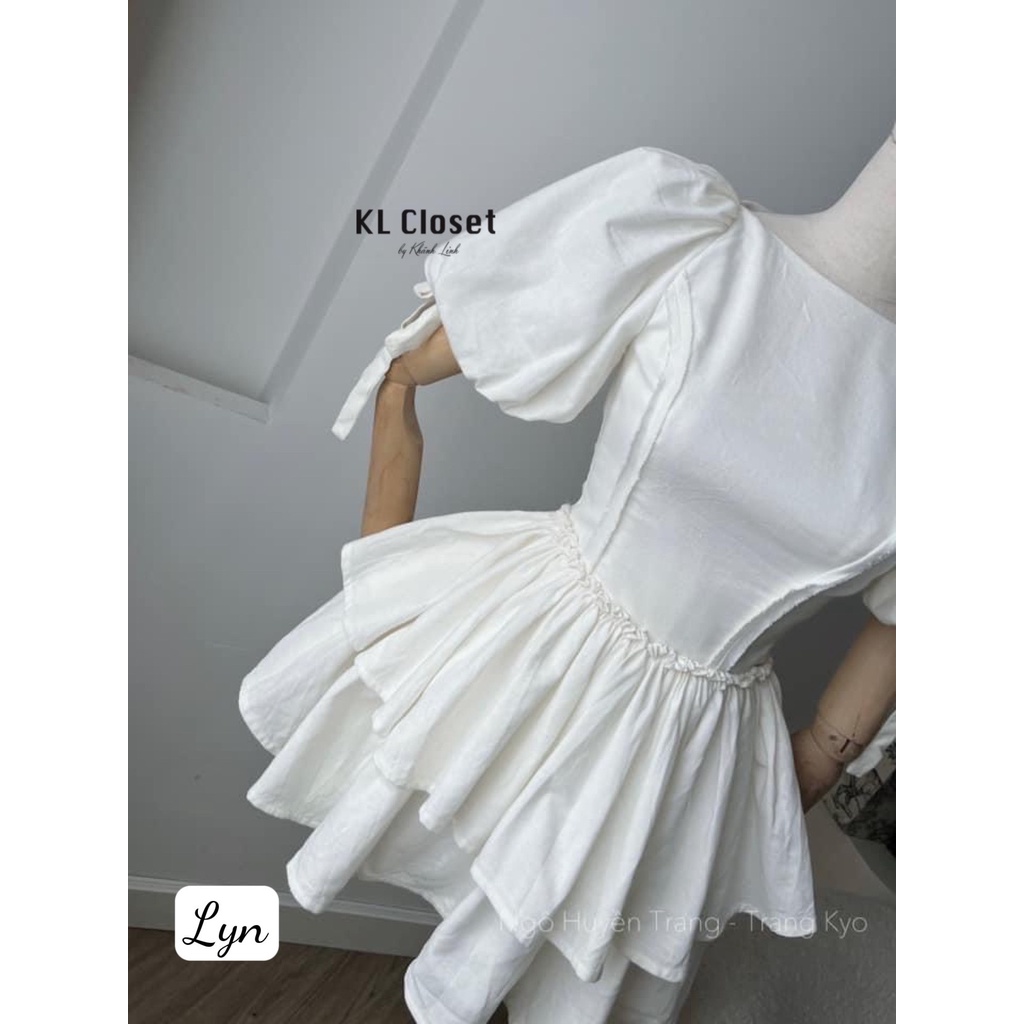 Váy tay bồng hai tầng xòe hàng thiết kế