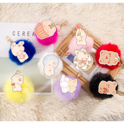 Móc khoá gấu dâu lotso thỏ cherie berie cáo lina thỏ stella quả bông MKB38 cute dễ thương