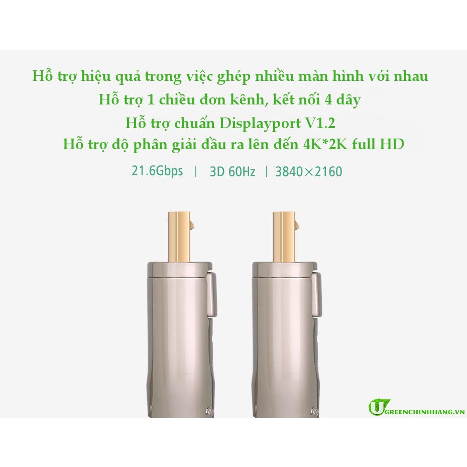 Dây DisplayPort 1.2 Dài 2m Hỗ Trợ 3D, 4K*2K 60 Hz UGREEN 30120 - Hàng Chính Hãng