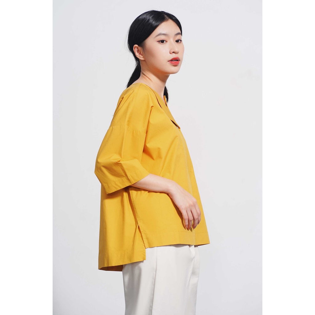 Áo bẻ lá cổ 1 nút. Cotton Poplin - Routine 10F20SHLW002