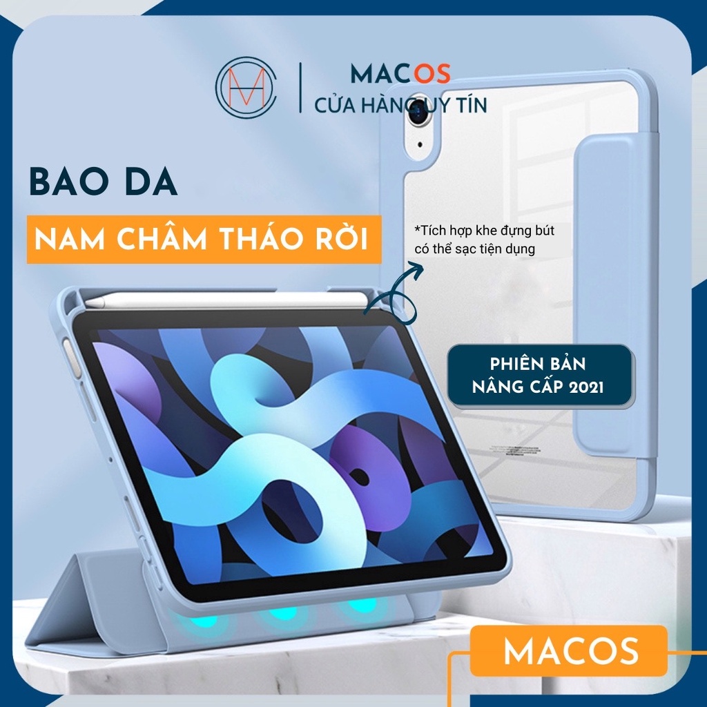 [Premium] Bao da Ipad nam châm tháo rời cho Pro 11, Mini 6, Air 4,5 10.2 inch - Case ốp có khe sạc bút (AB09)