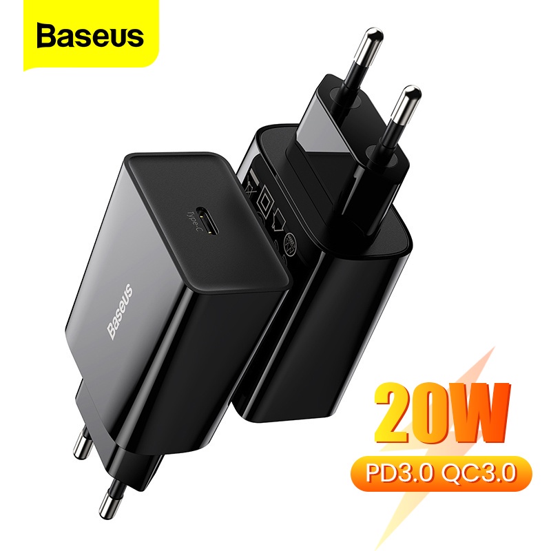 Cốc Sạc Nhanh Baseus 20W PD USB Type C Dành Cho iPhone 12 X Xs 8 Xiaomi Samsung