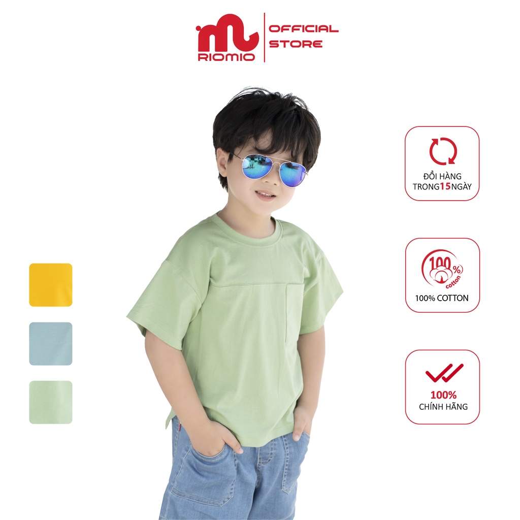 Áo thun cotton bé trai  3-11 tuổi size 15-40kg RIOMIO cotton 4 chiều túi hộp phong cách Hàn Quốc - RA203