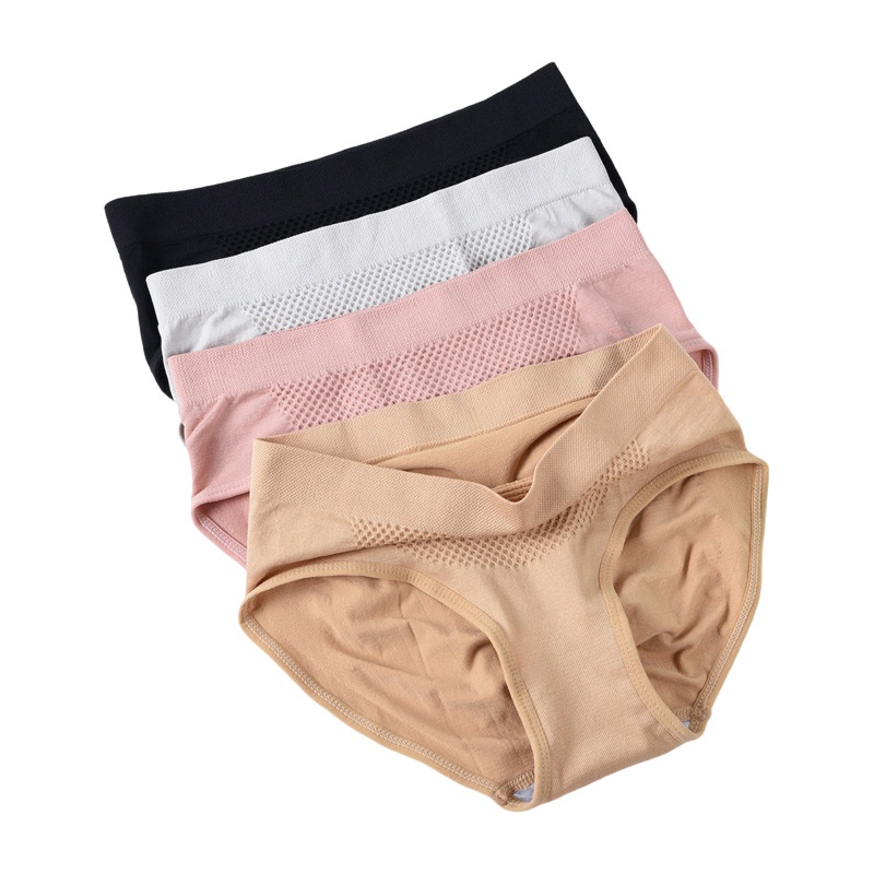 4 Pcs Women 3D Honeycomb Panties Seamless Warm Palace Underwear