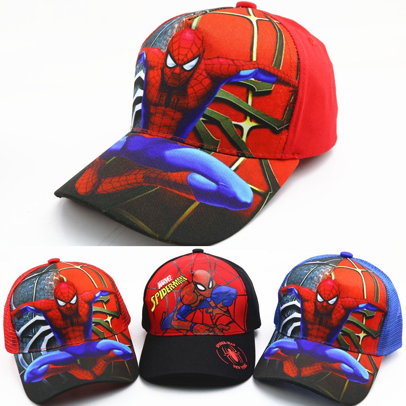 DISNEY Mũ hip hop Hình Người Nhện Marvel Có Thể Điều Chỉnh Kích Cỡ Cho Bé Từ 2-8 Tuổi