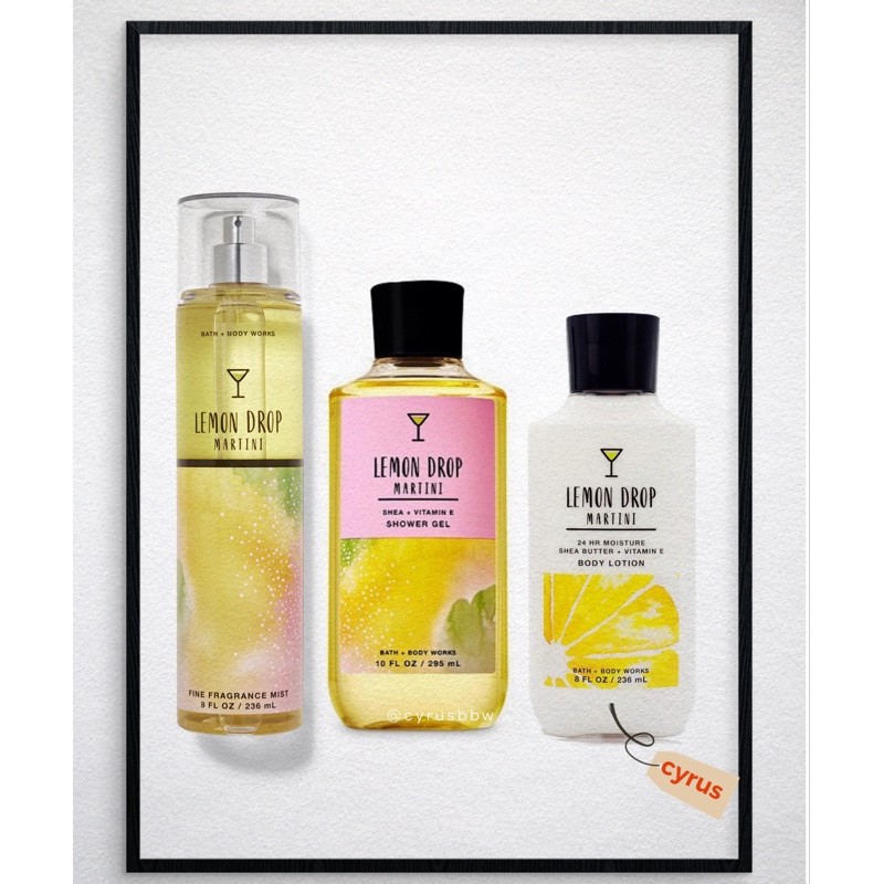 Bộ Sản Phẩm Xịt Toàn Thân, Gel Tắm, Lotion Bath and Body Works Lemon Drop Matini Từ Mỹ