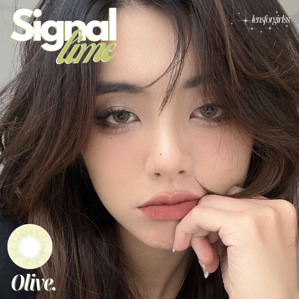 Kính áp tròng rêu ánh vàng SIGNAL LIME - Made in Korea | HSD 3-6 tháng | Lens cận