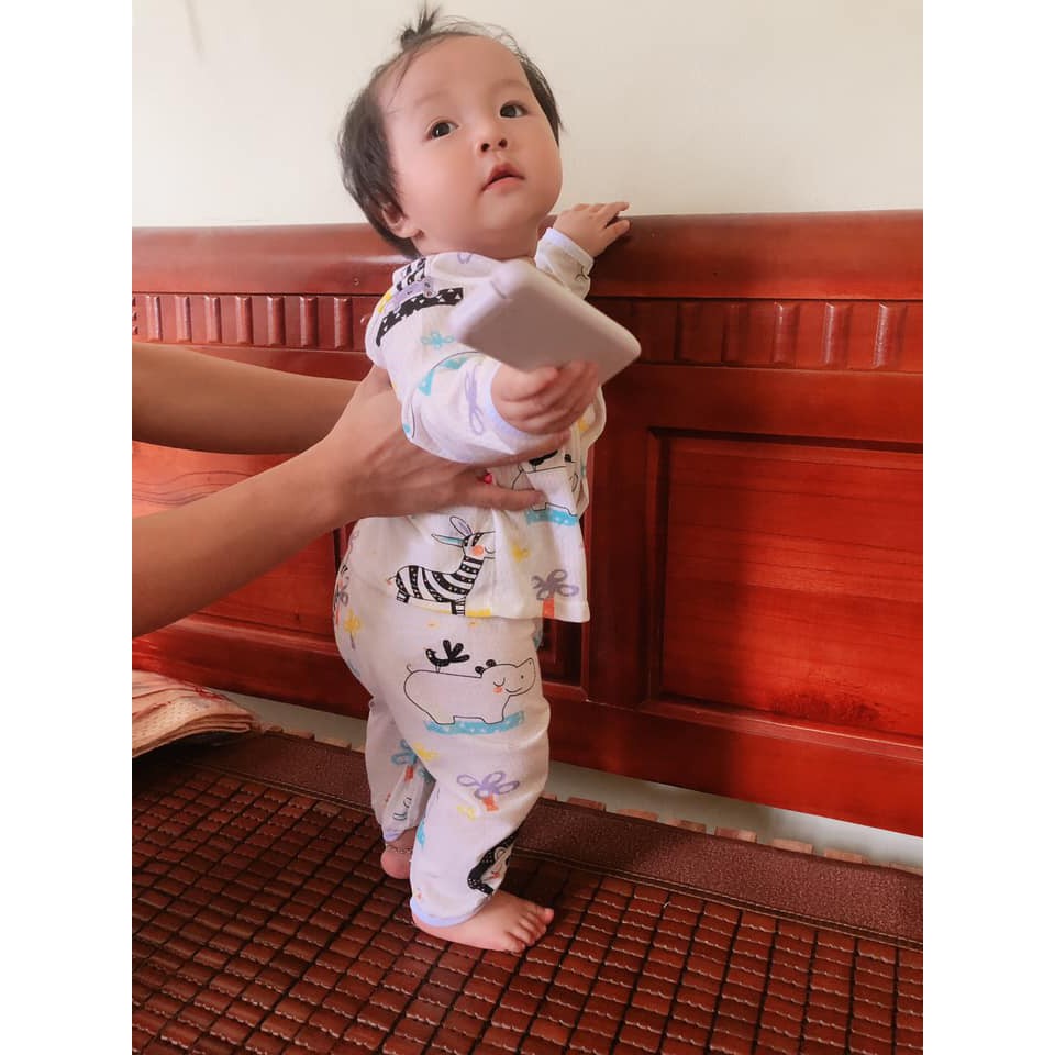 (HÀNG LOẠI 1) Bộ thông hơi dài tay cài khuy giữa cho bé trai và bé gái