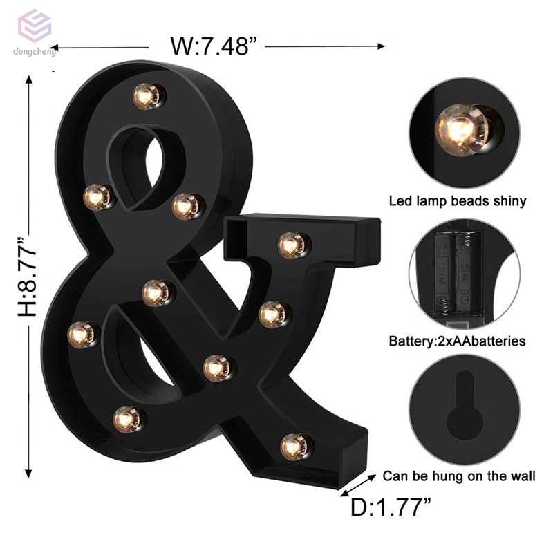 Đèn Led 26 Chữ Cái Màu Đen Dùng Để Trang Trí
