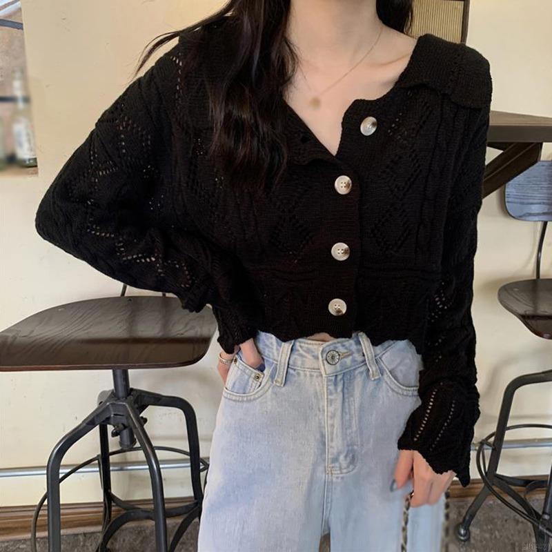 Áo khoác cardigan dệt kim mỏng tay dài dáng rộng phong cách retro Hàn Quốc thời trang dành cho nữ