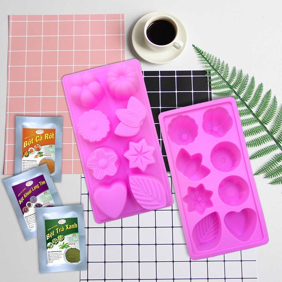 Khuôn Thạch Silicone Hồng 8 Viên
