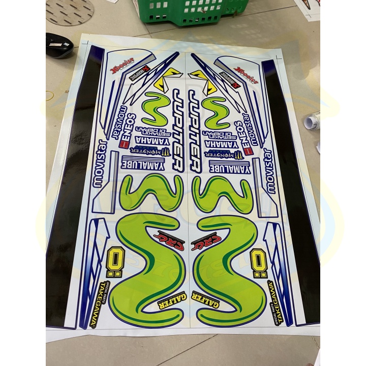 ( Quí khách vui lòng mang ra tiệm cho thợ dán ) Tem jupiter mx movistar xanh đen