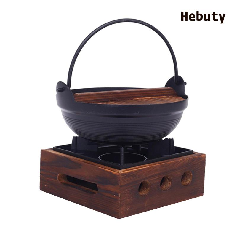 Nồi Hầm Sukiyaki Nhật Bản Có Móc Treo Bằng Sắt Và Nắp Gỗ Tiện Dụng