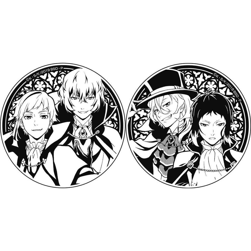 Bộ tranh, huy hiệu Bungou Stray Dogs Vampire - Văn Hào Lưu Lạc manga anime - Dazai, Chuuya, Atsushi, Akutagawa