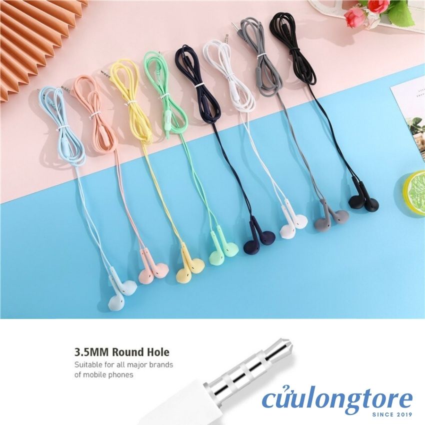 Tai Nghe Nhét Tai MACARON có dây mic cho điện thoại laptop máy tính pc game in ear headphone