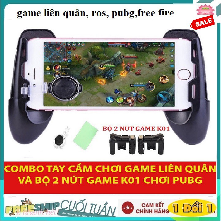 [ [Giá hủy diệt] Combo Tay cầm Chơi Game Liên Quân PUBG ROS và Bộ 2 nút bấm hỗ trợ chơi PUBG K01