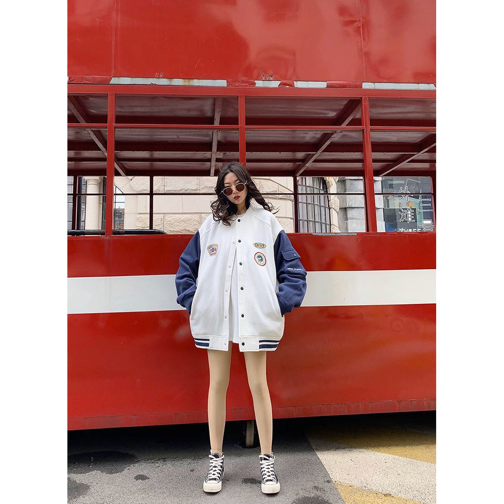 ÁO KHOÁC NỈ BOMBER TÚI HỘP TAY CATTEE Unisex CHẤT nỉ ngoại dày đẹp - ÁO BOMBER RAGLAN TRẮNG XANH | BigBuy360 - bigbuy360.vn