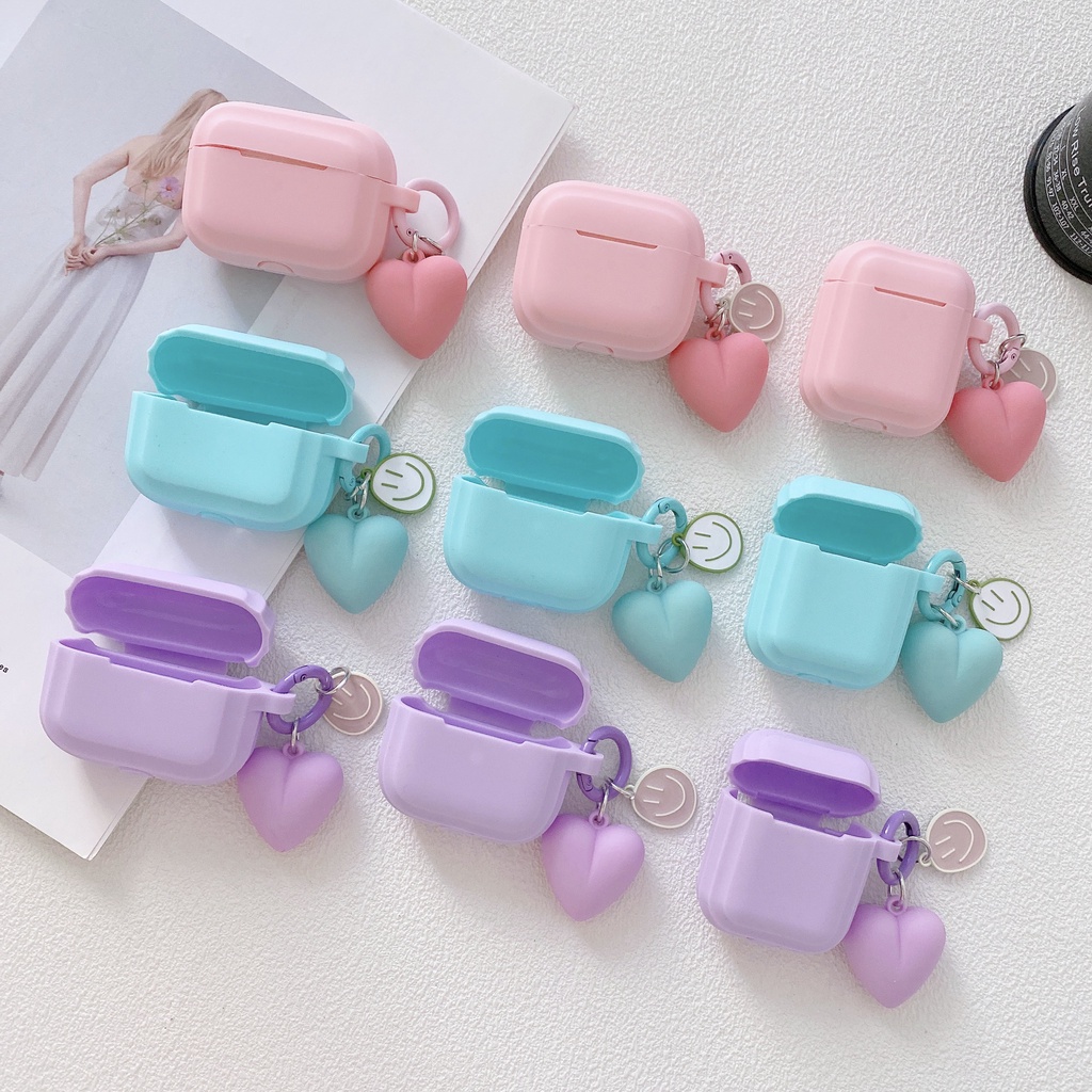 Vỏ Bảo Vệ Hộp Sạc Tai Nghe airpods 1/2 pro Bluetooth Bằng silicone Mềm Hình Vuông Họa Tiết Trái Tim