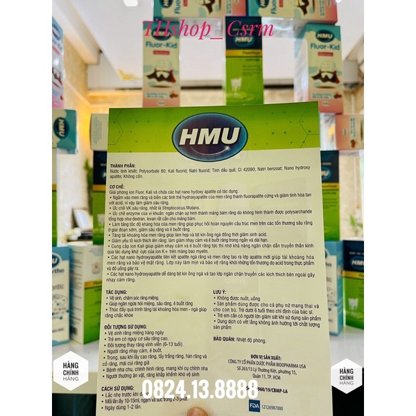 Nước súc miệng HMU Fluorinze 0,05%  NaF 250ml của Đại học Y Hà Nội ( Chính Hãng)
