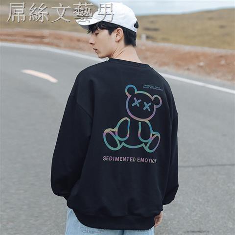 Áo Sweater Tay Dài Cổ Tròn Dáng Rộng In Hình Gấu Thời Trang Mùa Thu Cho Các Cặp Đôi