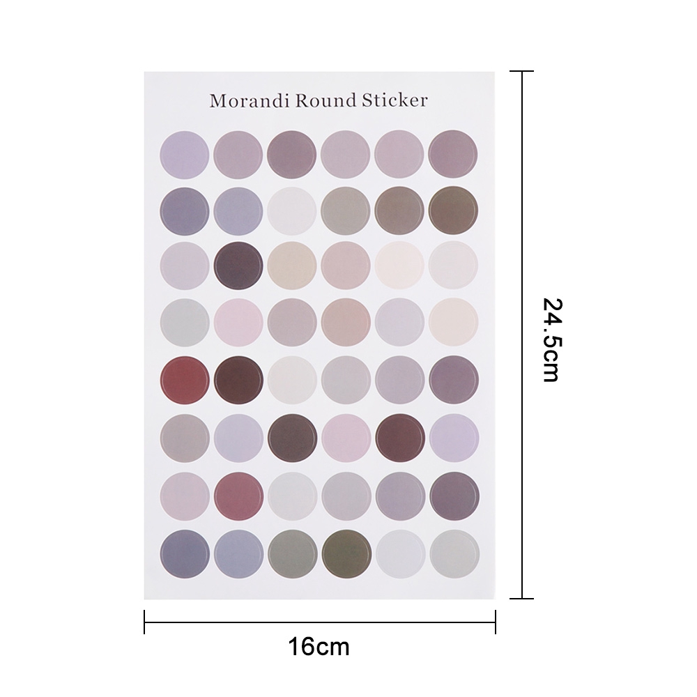 Set 1/5 tấm sticker hình tròn trơn màu trang trí sổ tay