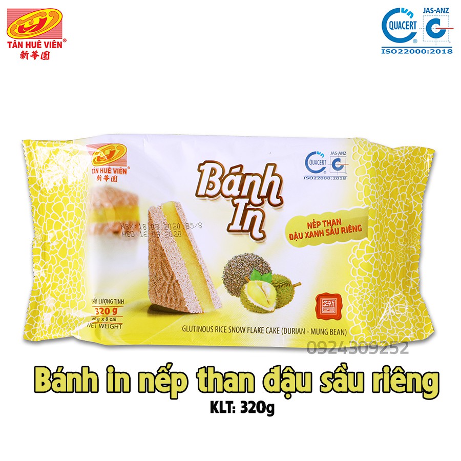 Bánh In Nếp than Đậu xanh Sầu riêng Tân Huê Viên (320g)