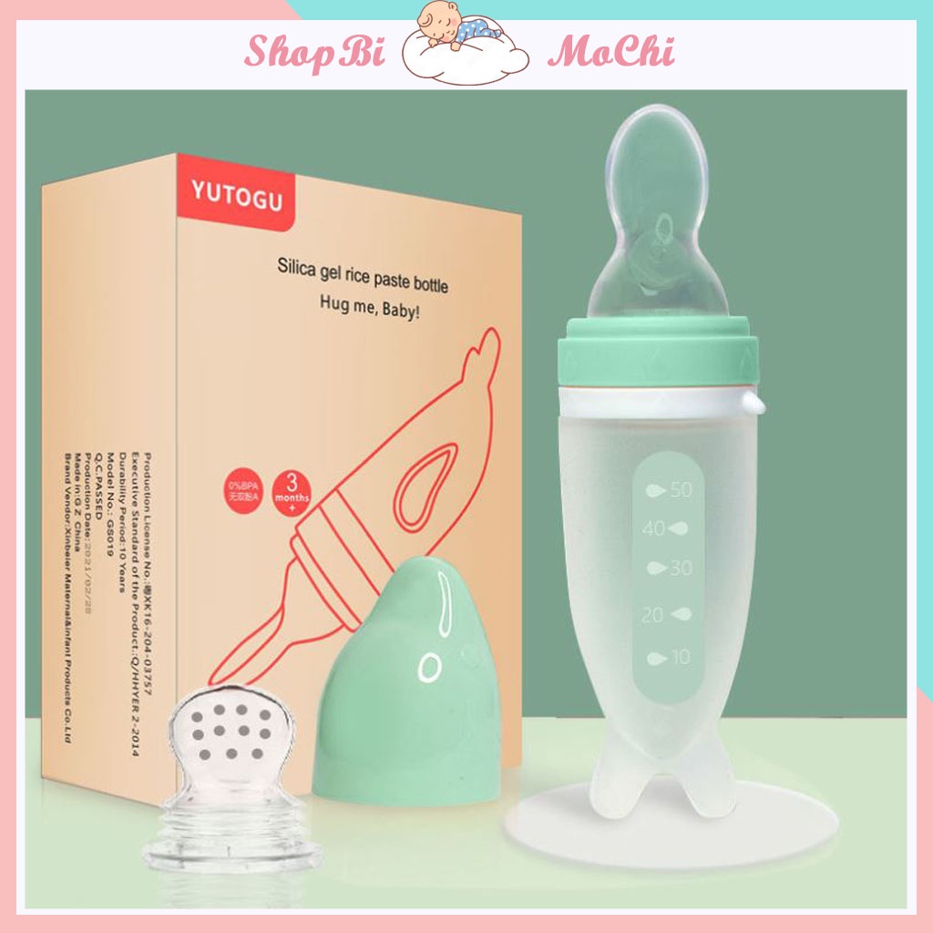 Bình Thìa Silicon Ăn Dặm Đa Năng Cho Bé, thích hợp bé ăn thức ăn dạng xay nhuyễn như sữa,hoa quả,rau củ