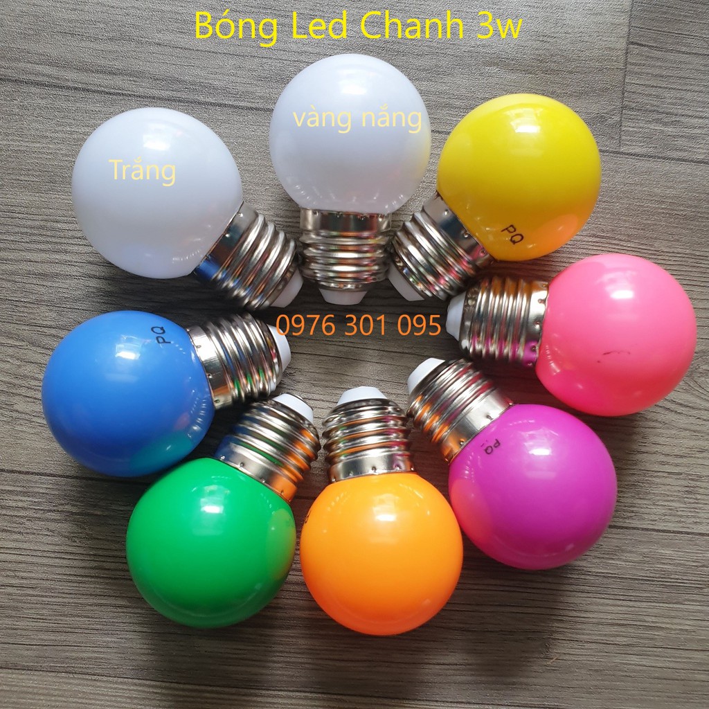 Bóng led chanh tròn trang trí 3w ( 7 màu )