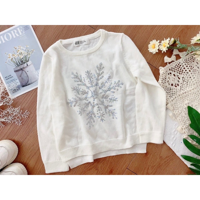 Áo len H.m dư xịn đính cườm bé gái 1-10y