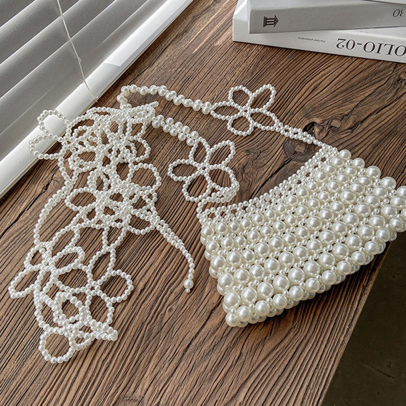 Túi Xách Đeo Vai Đính Hoa Ngọc Trai Nhân Tạo Thời Trang Sang Trọng