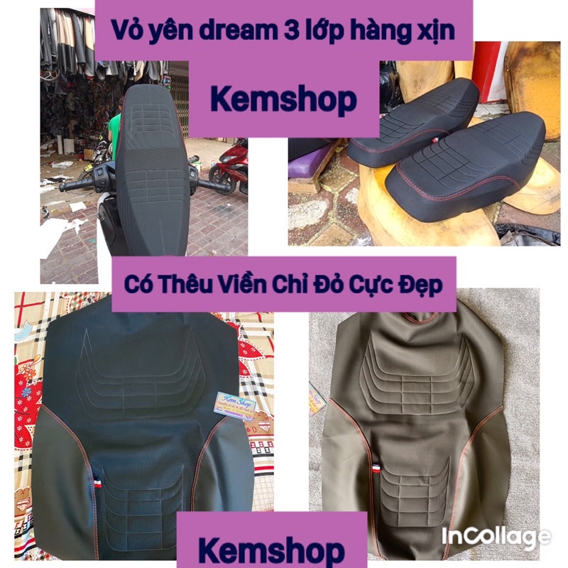 Vỏ Yên Dream Thêu Viền Chỉ Đỏ Chuẩn 3 Lớp Hàng Xịn