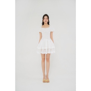 váy thiết kế tay bồng nhẹ nhàng Ceri White Mini Dress
