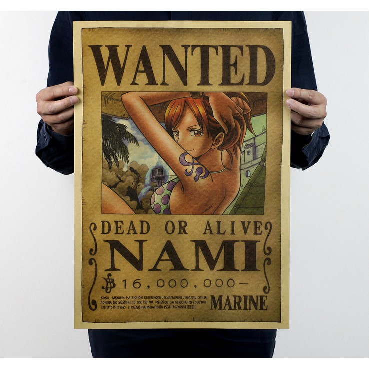 Tấm poster treo tường họa tiết Nami Wanted kích thước 51x35.5cm