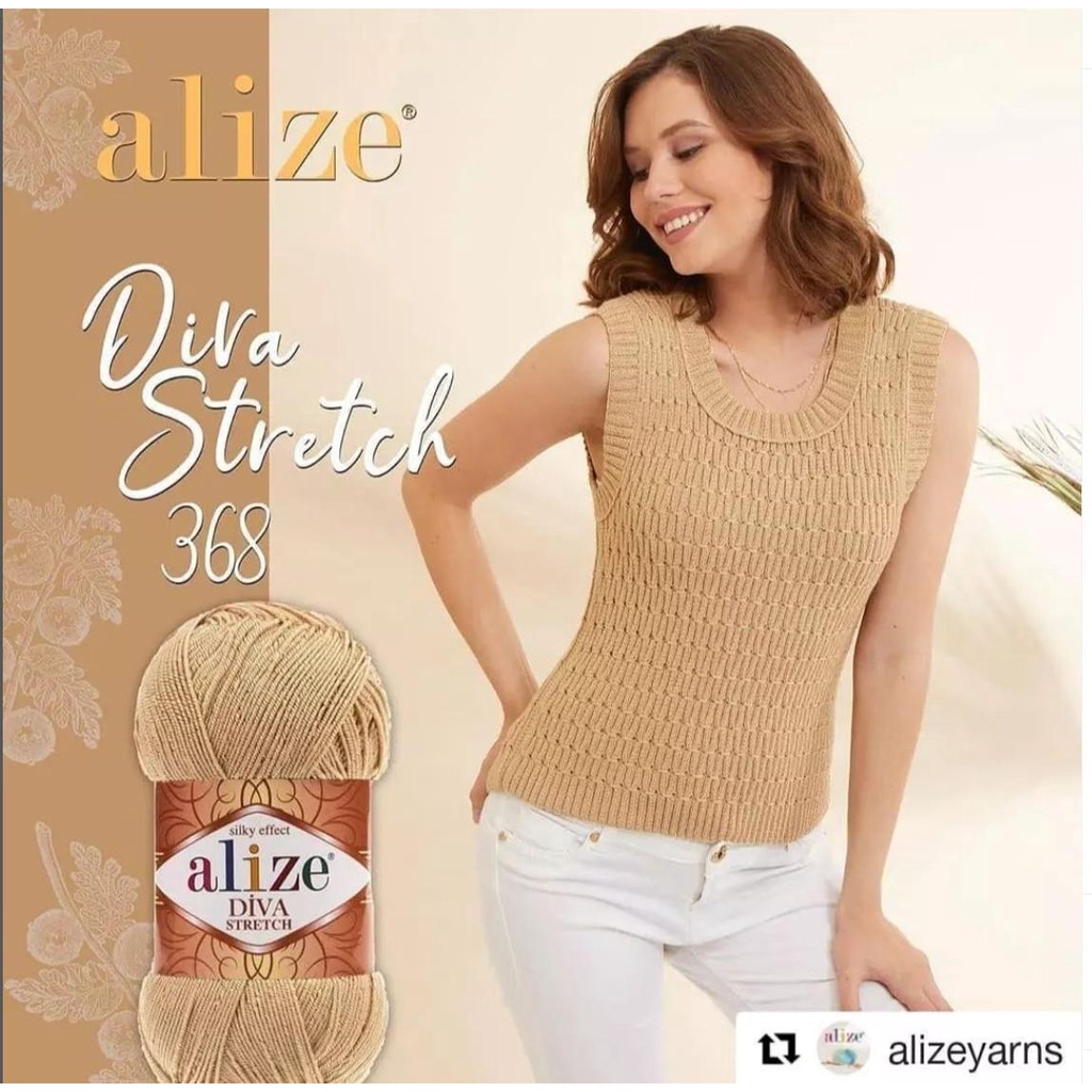 Sợi hè Diva Stretch co giãn tốt NK từ hãng Alize đan móc áo, váy hè, bikini siêu đỉnh