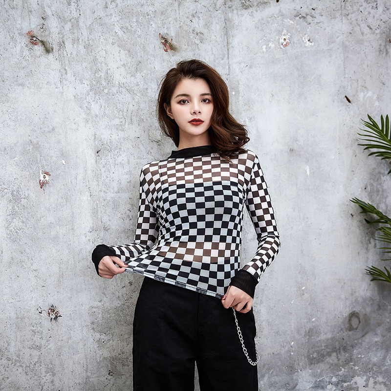 Áo croptop tay dài xuyên thấu gợi cảm cho nữ