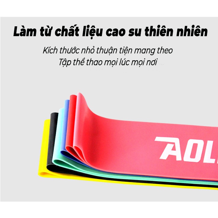 Dây Mini Band Cao Su Kháng Lực Aolikes  | Dây Miniband Tập Mông Đùi, Bộ 6 Dây Giá Cực Shock