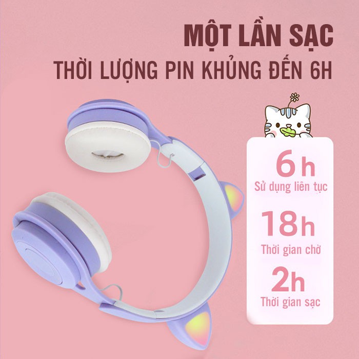 [SẵnHàng] Tai Nghe Chụp Tai Bluetooth 5.0 Không Dây Hình Tai Mèo Phát Sáng Headphone Bluetooth M6 Dễ Thương Bass Cực Ấm | BigBuy360 - bigbuy360.vn