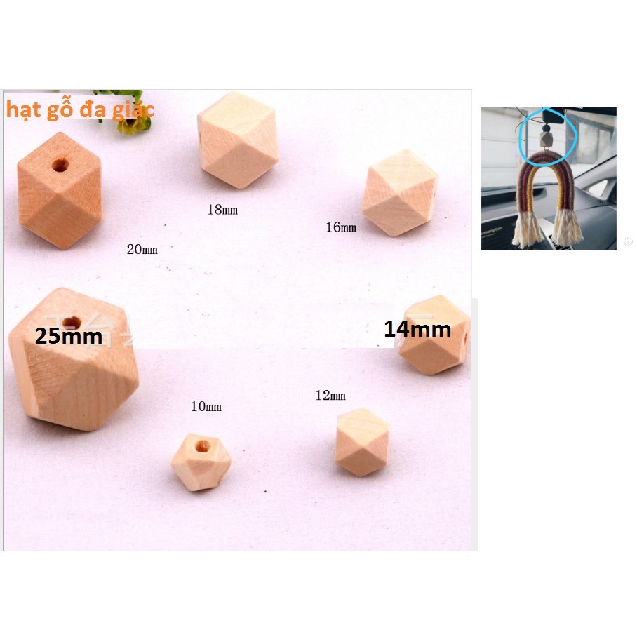 2 hạt gỗ đa giác đủ size 10-30mm
