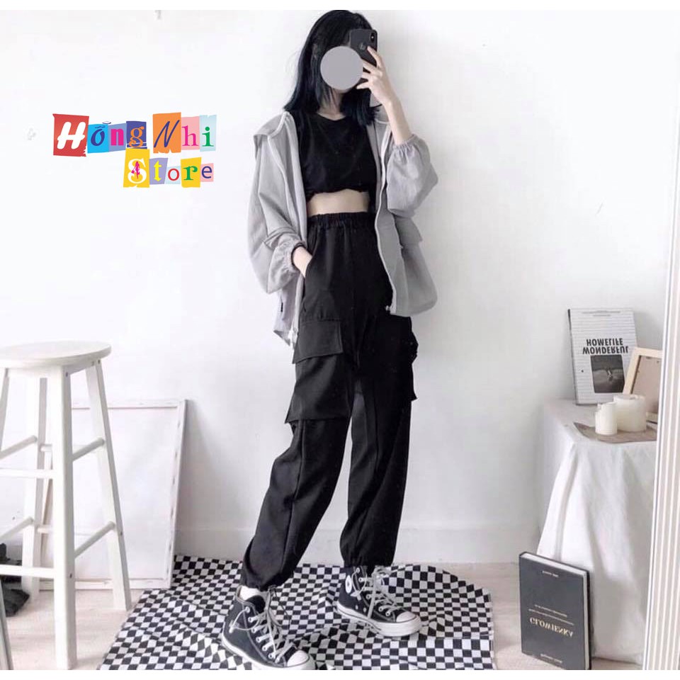 Quần Jogger Box Ulzzang Unisex Jogger Túi Hộp Dây Rút Lai Màu Đen Dáng Rộng - MM