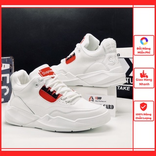 Giày tăng chiều cao 🔴FREESHIP🔴 Giày Da Sneaker Nam Cao Cấp [FullBox] Nhập Khẩu - Bảo Hành Dài 1 Năm - Giày nam Trắng Đỏ